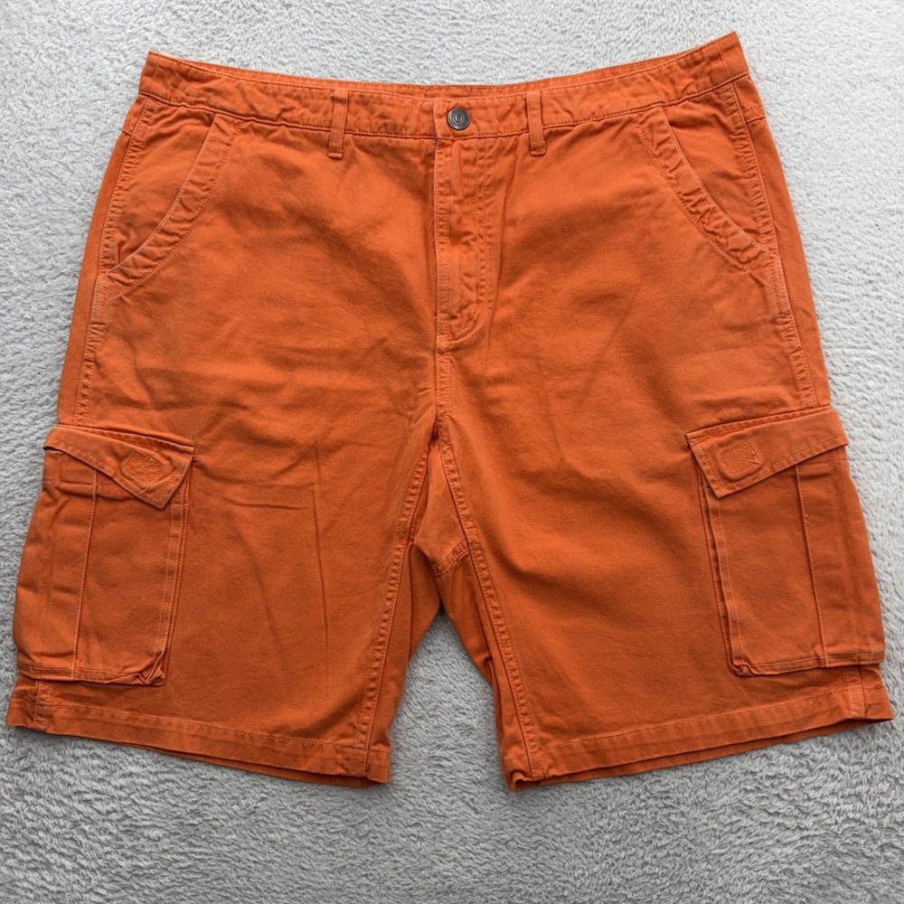 Gramicci Mens Orange Cotton Twill Cargo Shorts Size 40 Outdoor Hiking Utility